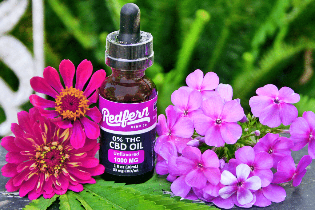 CBD Only Tincture with flowers on the flanks