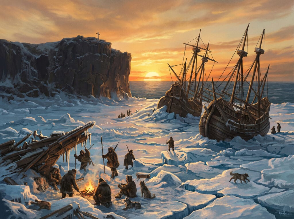Depiction of Sir Willoughby's Stranded Ship in the Northern Artic